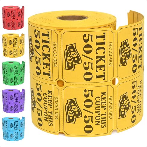 ESSENTIAL 500 Double Roll Raffle Tickets, 50/50 Raffle Cards, Entry Form with Name, Address, Phone & Email for Events, Entry, Class Reward & Door Prize - 5 Color Selection (Yellow) in Kuwait