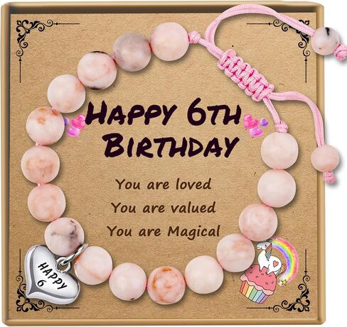 Sereney Birthday Gifts for Girls, Beaded Bracelets as 1 3 4 5 6 7 8 9 10 11 Year Old Birthday Gift, Adjustable Stone Pearl Bracelet as Happy Birthday Gifts for Daughter Granddaughter Niece Girls in Saudi Arabia