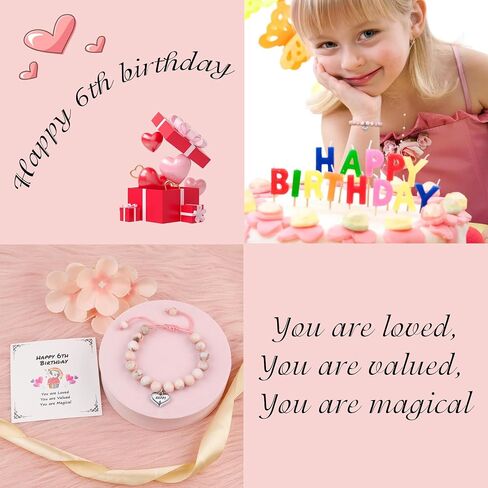 Sereney Birthday Gifts for Girls, Beaded Bracelets as 1 3 4 5 6 7 8 9 10 11 Year Old Birthday Gift, Adjustable Stone Pearl Bracelet as Happy Birthday Gifts for Daughter Granddaughter Niece Girls in Saudi Arabia