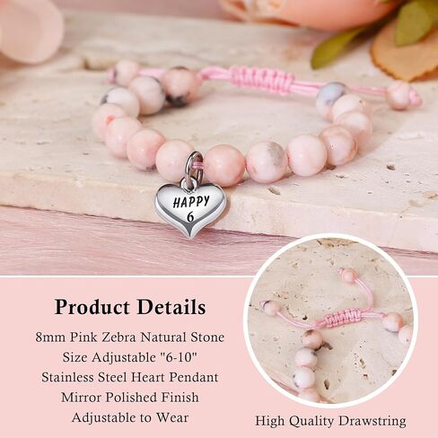 Sereney Birthday Gifts for Girls, Beaded Bracelets as 1 3 4 5 6 7 8 9 10 11 Year Old Birthday Gift, Adjustable Stone Pearl Bracelet as Happy Birthday Gifts for Daughter Granddaughter Niece Girls in Saudi Arabia