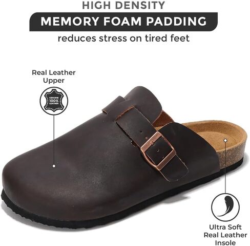 Project Cloud Mens Clogs - قبضات رغوة جلدية حقيقية للحبوب للرجال لدعم القدمين - بغال منصة غير قابلة للانزلاق (بروكلين) in Kuwait