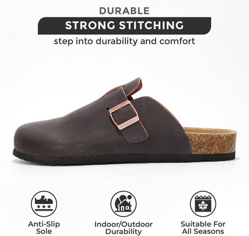 Project Cloud Mens Clogs - قبضات رغوة جلدية حقيقية للحبوب للرجال لدعم القدمين - بغال منصة غير قابلة للانزلاق (بروكلين) in Kuwait