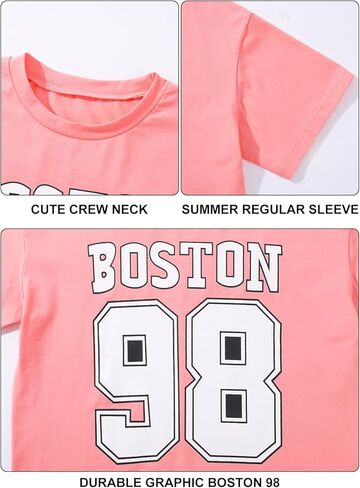 Girls Summer Outfits Graphic Letter Print T Shirt Short Sleeve Top & Biker Shorts with Side Pocket 2Pcs Clothing Sets in Kuwait