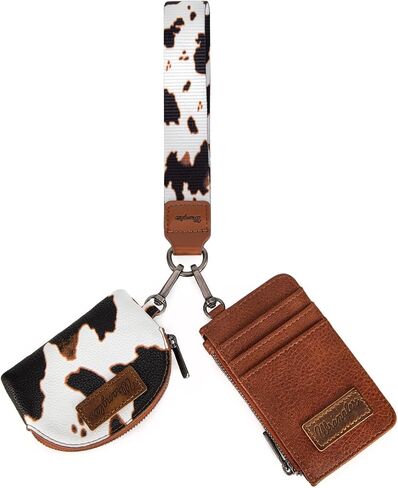 Wrangler Keychain Wristlet Wartlets للنساء الغربيين مزدوج حقيبة معصم مطرز محفظة بطاقة التمرير الحذاء مع سحاب in Kuwait