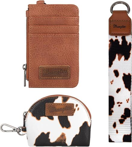 Wrangler Keychain Wristlet Wartlets للنساء الغربيين مزدوج حقيبة معصم مطرز محفظة بطاقة التمرير الحذاء مع سحاب in Kuwait