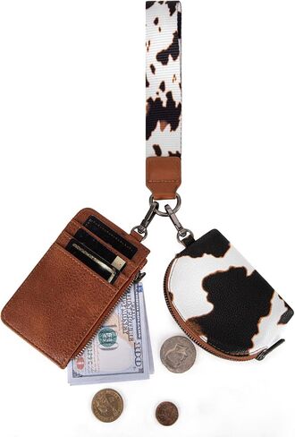 Wrangler Keychain Wristlet Wartlets للنساء الغربيين مزدوج حقيبة معصم مطرز محفظة بطاقة التمرير الحذاء مع سحاب in Kuwait