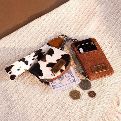 Wrangler Keychain Wristlet Wartlets للنساء الغربيين مزدوج حقيبة معصم مطرز محفظة بطاقة التمرير الحذاء مع سحاب in Kuwait