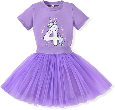 4th Birthday Outfit Girl,4 Year Old Fourth Four Shirt Skirt Outfit for Toddler Girls in Kuwait