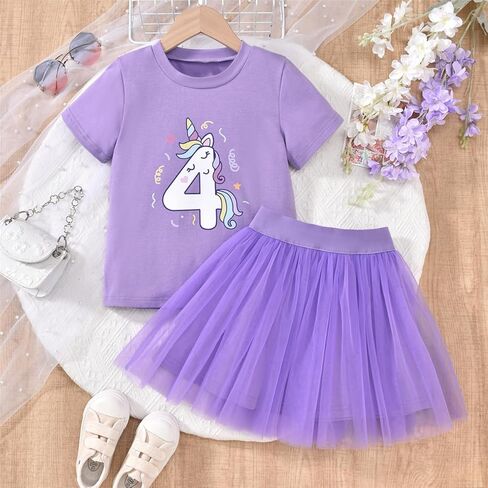 4th Birthday Outfit Girl,4 Year Old Fourth Four Shirt Skirt Outfit for Toddler Girls in Kuwait