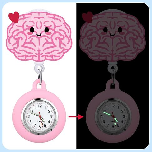 8 Pcs Retractable CNA Appreciation Gift Nurse Watch Gift Clip on Lapel with Luminous Pointer Badge Reel Decoration in Kuwait