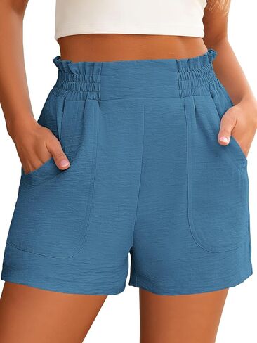 ANRABESS Women Summer Casual Shorts Elastic High Waisted Wide Leg Cute Dressy Beach Shorts 2025 Fashion Vacation Outfits in Kuwait