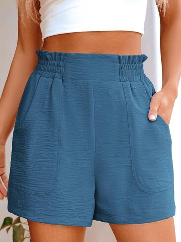 ANRABESS Women Summer Casual Shorts Elastic High Waisted Wide Leg Cute Dressy Beach Shorts 2025 Fashion Vacation Outfits in Kuwait
