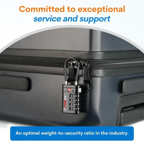 Forge TSA Approved Luggage Locks 4 Digit Combination TSA Travel Locks with TSA008, Open Alert Indicator, Zinc Alloy Body for Luggage, Suitcase, Backpack, and More. Black 2 Locks. in Kuwait
