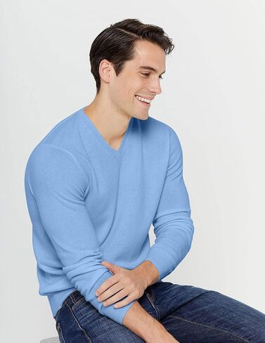 State Cashmere Men's Essential V-Neck Sweater 100% Pure Cashmere Classic Long Sleeve Pullover in Kuwait