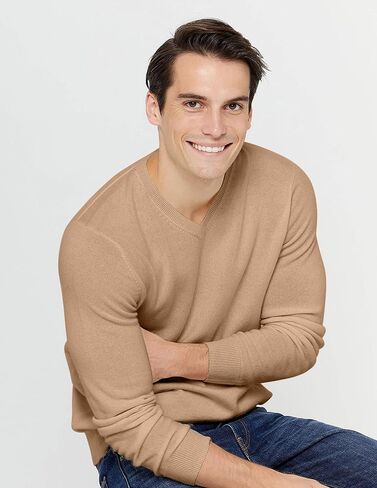 سترة V-Neck الأساسية للرجال من Cashmere للرجال 100 ٪ Cashmere Classic Classic Long Sleeve Pullover in Kuwait