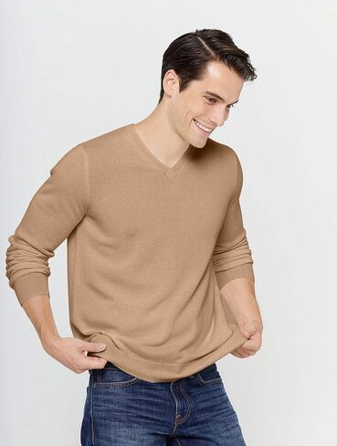 سترة V-Neck الأساسية للرجال من Cashmere للرجال 100 ٪ Cashmere Classic Classic Long Sleeve Pullover in Kuwait