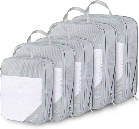 Compression Packing Cubes, 10 Set Packing Cubes for Travel Compression, Lightweight Compressible Package Organizer for Carry On and Suitcases, LakeBlue and Grey in Kuwait