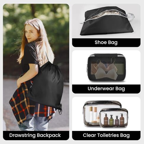 10 Set Compression Packing Cubes, Lightweight Travel Essentials, Stretchable Expandable Storage Bags, Compression Bags for Travel Accessories Luggage Storage Set (10 Pcs, Black) in Saudi Arabia