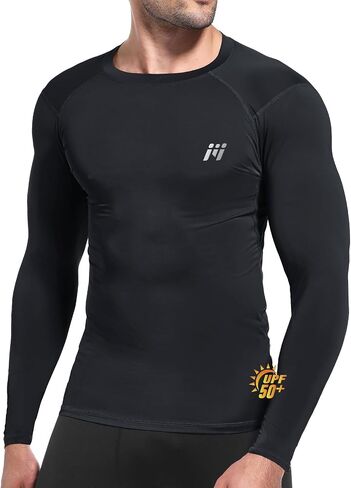 حارس راش للرجال قميص السباحة ، upf 50+ long sleeve ضغط الطفح الجلدي القمصان حماية أشعة الشمس 1/2/3 حزمة in Kuwait