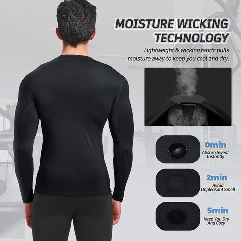 حارس راش للرجال قميص السباحة ، upf 50+ long sleeve ضغط الطفح الجلدي القمصان حماية أشعة الشمس 1/2/3 حزمة in Kuwait
