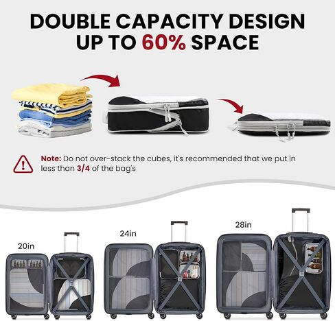 10 Set Compression Packing Cubes, Lightweight Travel Essentials, Stretchable Expandable Storage Bags, Compression Bags for Travel Accessories Luggage Storage Set (10 Pcs, Black) in Saudi Arabia