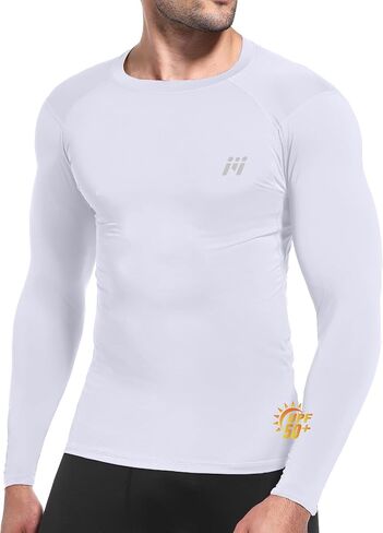 حارس راش للرجال قميص السباحة ، upf 50+ long sleeve ضغط الطفح الجلدي القمصان حماية أشعة الشمس 1/2/3 حزمة in Kuwait