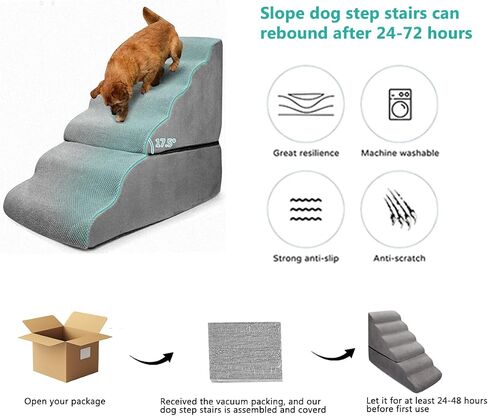 Dog Stairs/Dog Steps/Dog Ramp for High Beds 29 inches Tall, 6-Step Dog Stairs for 25-30 inches Couch/Bed, Pet Stairs for Bed Climbing for Small Large Dogs/Cats, Non-Slip Balanced Pet Step Indoor, Grey in Saudi Arabia
