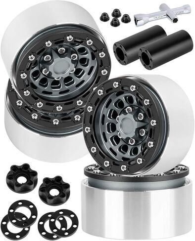 الألومنيوم 1.9 حافات عجلة Beadlock مع إزاحة قابلة للتعديل لـ 1/10 RC Crawler Car SCX10 SCX10 II 90046 SCX10 III AXI03007 TRX4/6 GEN7/8 D90 VS4-10 in Kuwait