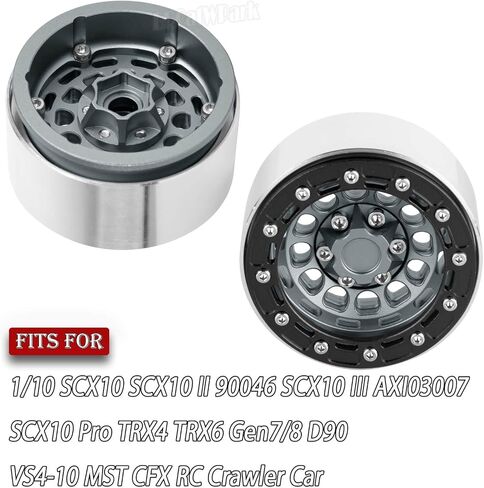 الألومنيوم 1.9 حافات عجلة Beadlock مع إزاحة قابلة للتعديل لـ 1/10 RC Crawler Car SCX10 SCX10 II 90046 SCX10 III AXI03007 TRX4/6 GEN7/8 D90 VS4-10 in Kuwait