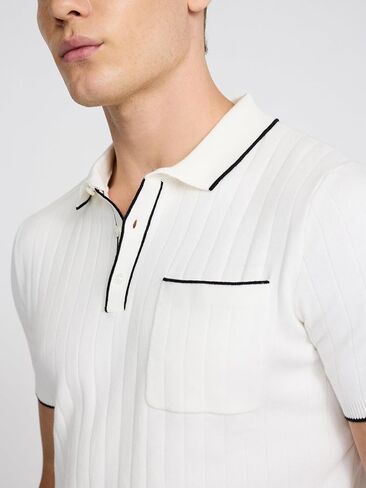 EXPRESS Men’s Sweater Polo – Modern Prep Short Sleeve Cotton Knit with Tipped Collar, Casual Workwear in Kuwait