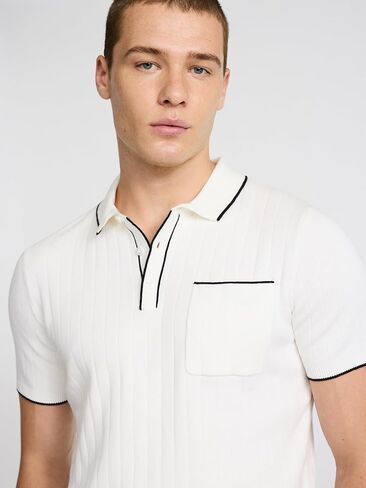 EXPRESS Men’s Sweater Polo – Modern Prep Short Sleeve Cotton Knit with Tipped Collar, Casual Workwear in Kuwait