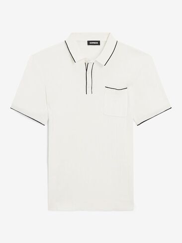 EXPRESS Men’s Sweater Polo – Modern Prep Short Sleeve Cotton Knit with Tipped Collar, Casual Workwear in Kuwait