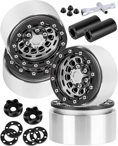 الألومنيوم 1.9 حافات عجلة Beadlock مع إزاحة قابلة للتعديل لـ 1/10 RC Crawler Car SCX10 SCX10 II 90046 SCX10 III AXI03007 TRX4/6 GEN7/8 D90 VS4-10 in Kuwait