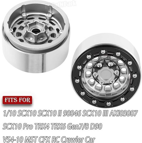 الألومنيوم 1.9 حافات عجلة Beadlock مع إزاحة قابلة للتعديل لـ 1/10 RC Crawler Car SCX10 SCX10 II 90046 SCX10 III AXI03007 TRX4/6 GEN7/8 D90 VS4-10 in Kuwait