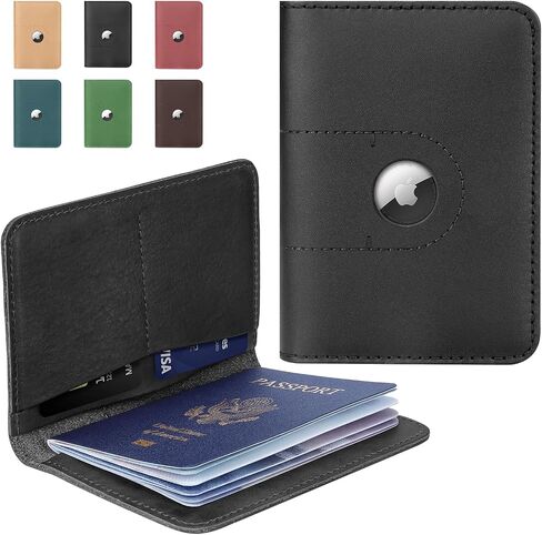 ALLIVE Passport Holder for Travel, Genuine Leather Passport Holder with Airtag Women Men,Travel Must Haves Airport Essentials, Passport Cover Travel Gifts Black in Saudi Arabia
