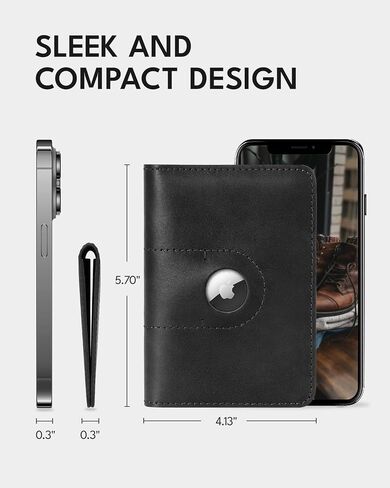 ALLIVE Passport Holder for Travel, Genuine Leather Passport Holder with Airtag Women Men,Travel Must Haves Airport Essentials, Passport Cover Travel Gifts Black in Saudi Arabia