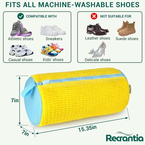 Shoe Washing Machine Bag - Set of 2 Shoe Washing Bags, 360° Deep Clean Shoes Laundry Bag, Reusable Shoe Bag for Washing Machine, Sneaker washing machine bags, Yellow in Kuwait