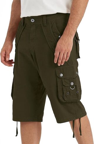Mens Cargo Shorts with 8 Pockets Long Below Knee Length Relaxed Fit Casual Hiking Work Outdoor in Kuwait