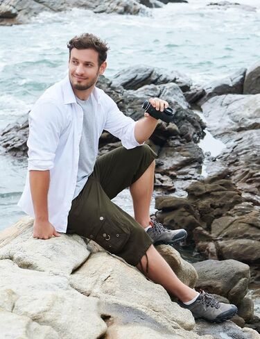 Mens Cargo Shorts with 8 Pockets Long Below Knee Length Relaxed Fit Casual Hiking Work Outdoor in Kuwait
