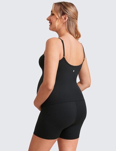 CRZ YOGA Butterluxe Maternity Workout Romper for Women Casual Spaghetti Strap Shorts Jumpsuit Pregnancy Tank Top Bodysuit in Saudi Arabia