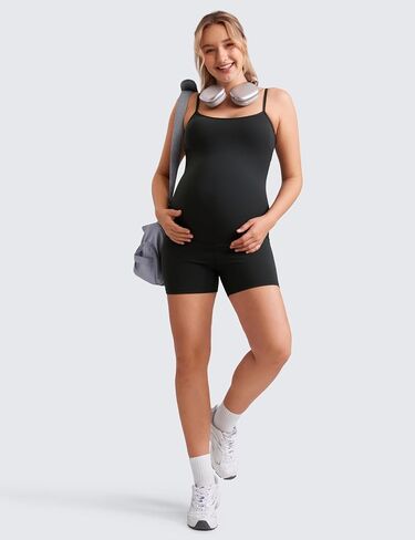 CRZ YOGA Butterluxe Maternity Workout Romper for Women Casual Spaghetti Strap Shorts Jumpsuit Pregnancy Tank Top Bodysuit in Saudi Arabia