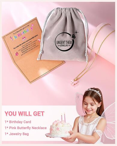 UNGENT THEM Happy 6th 7th 8th 9th 10th 11th 12th Birthday Gifts, You Make The World A More Beautiful Place Butterfly Necklace Bday Presents in Saudi Arabia