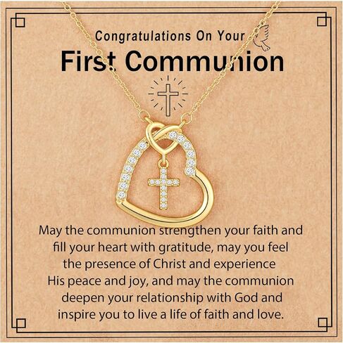 Cross Necklace for Girls Daughter Granddaughter, First Communion Confirmation Easter Christian Religious Catholic Gifts 16 + 3 Inches in Kuwait