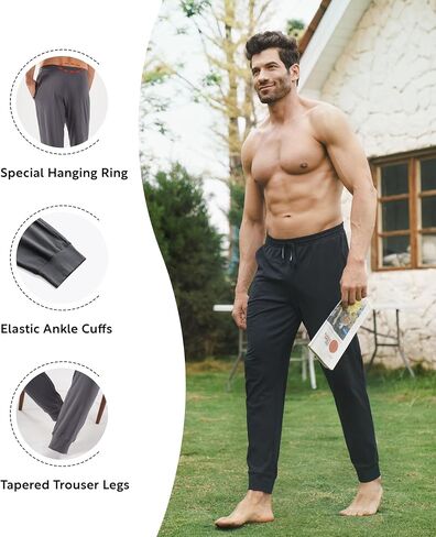 DAVID ARCHY Mens Pajama Pants Soft Cotton Cuffed Lounge Bottoms with Pockets All-Season Sleepwear Long PJ Pants 2-Pack in Saudi Arabia