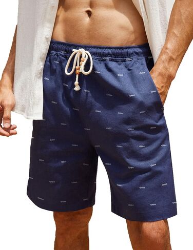 COOFANDY Men's Linen Shorts Casual Elastic Waist Drawstring Summer Beach Shorts in Saudi Arabia