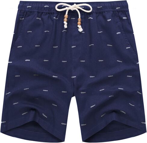 COOFANDY Men's Linen Shorts Casual Elastic Waist Drawstring Summer Beach Shorts in Saudi Arabia