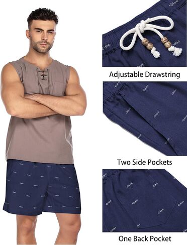 COOFANDY Men's Linen Shorts Casual Elastic Waist Drawstring Summer Beach Shorts in Saudi Arabia