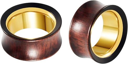 Ear Gauge Expander 00G-7/8 inch, 2PCS Stainless Steel Tunnels for Ears 8mm-22mm Hollow Bicolor Wooden Earrings for Women Body Piercings Jewelry in Saudi Arabia