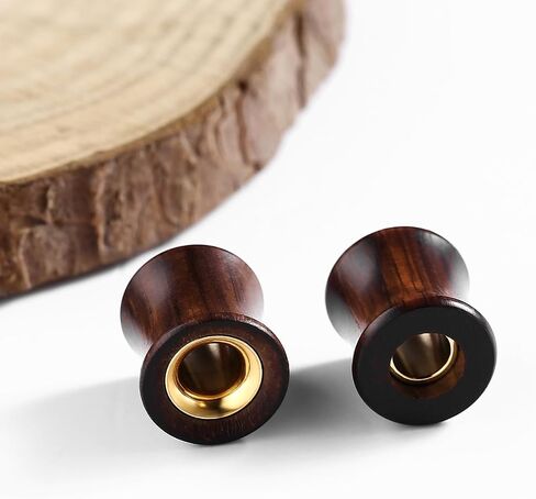 Ear Gauge Expander 00G-7/8 inch, 2PCS Stainless Steel Tunnels for Ears 8mm-22mm Hollow Bicolor Wooden Earrings for Women Body Piercings Jewelry in Saudi Arabia