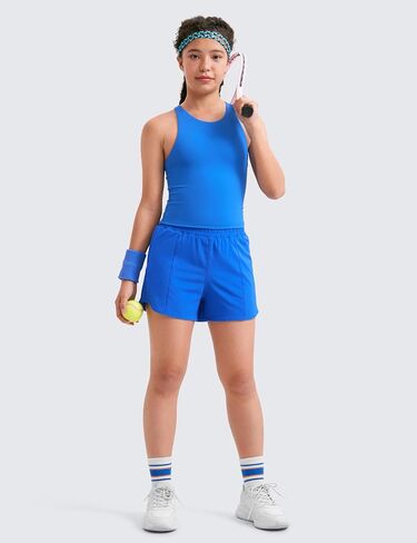 CRZ YOGA Girls Butterluxe Double Lined Tank Tops Waist Length High Neck Racerback Sleeveless Teen Kids Active Casual Dance in Kuwait